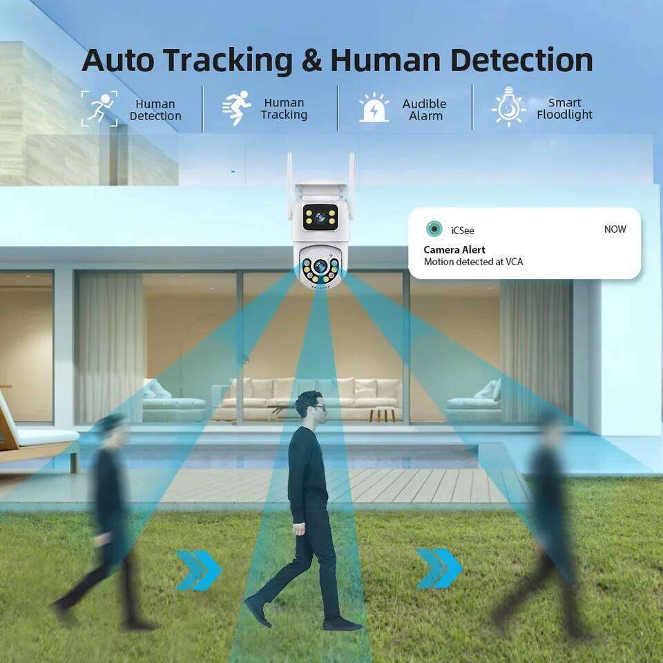 RDV Outdoor Wireless Security IP 4K 8MP HD Dual Lens External Wifi PTZ Auto Tracking Street Surveillance Camera iCsee 26W0306