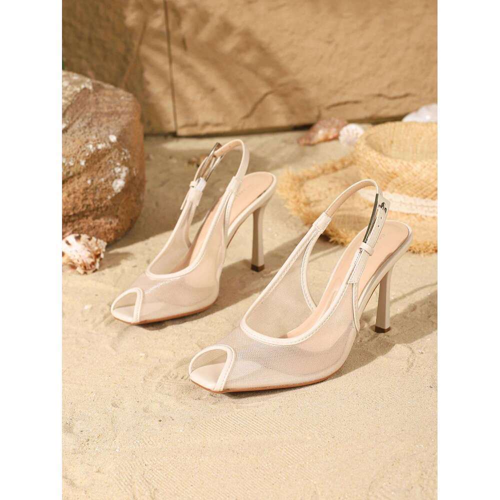 Women's Fashion Elegant Comfortable Mesh Open-Toe Chic Versatile Stiletto Heels