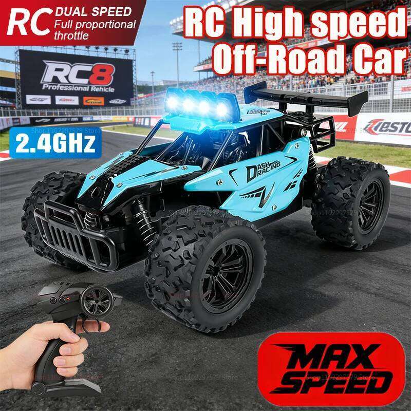 New RC Alloy 1:16 2WD Off-Road Climbing Remote Control Car With LED Lights 20KM/H High Speed Toys For Kids Boys Girls Gifts C260305