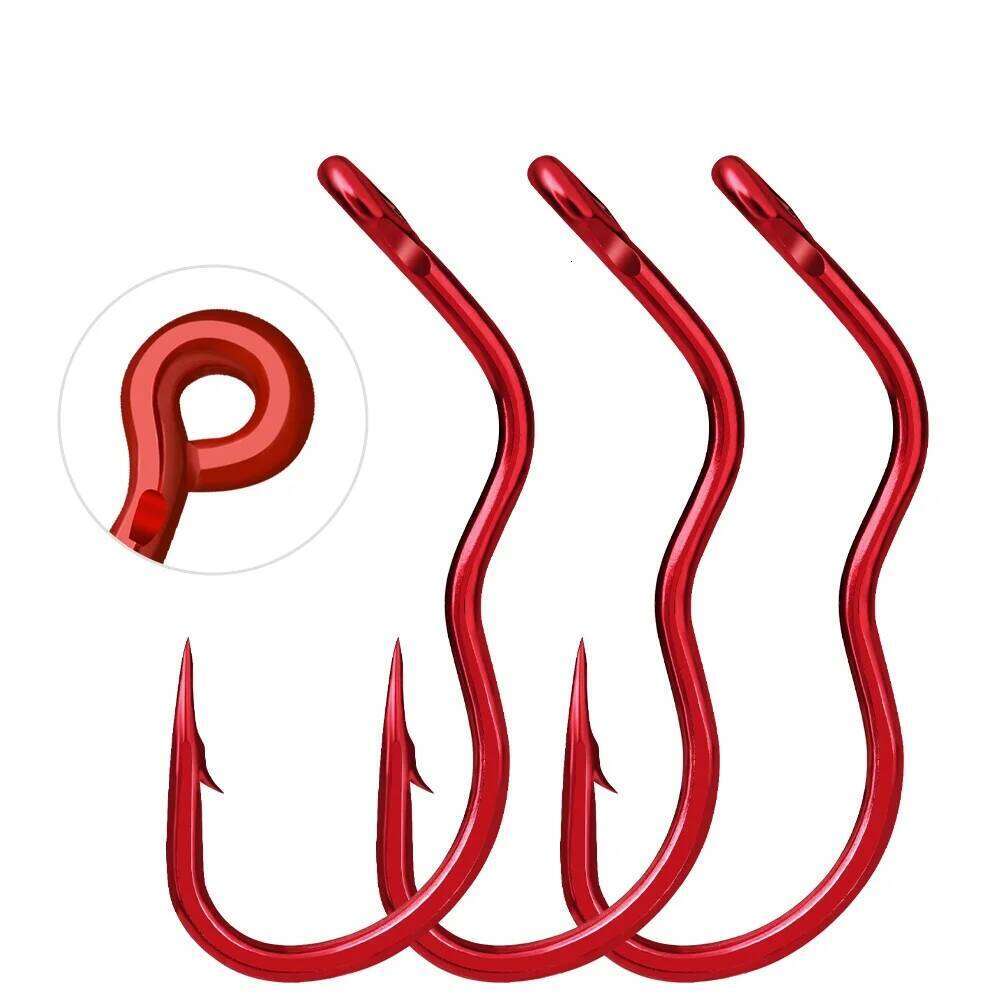NGB12/24/36Pcs High Carbon Steel Red Sharp Barbed Hook Automatic Flip Fishhook for Carp Fishing Accessories S260305