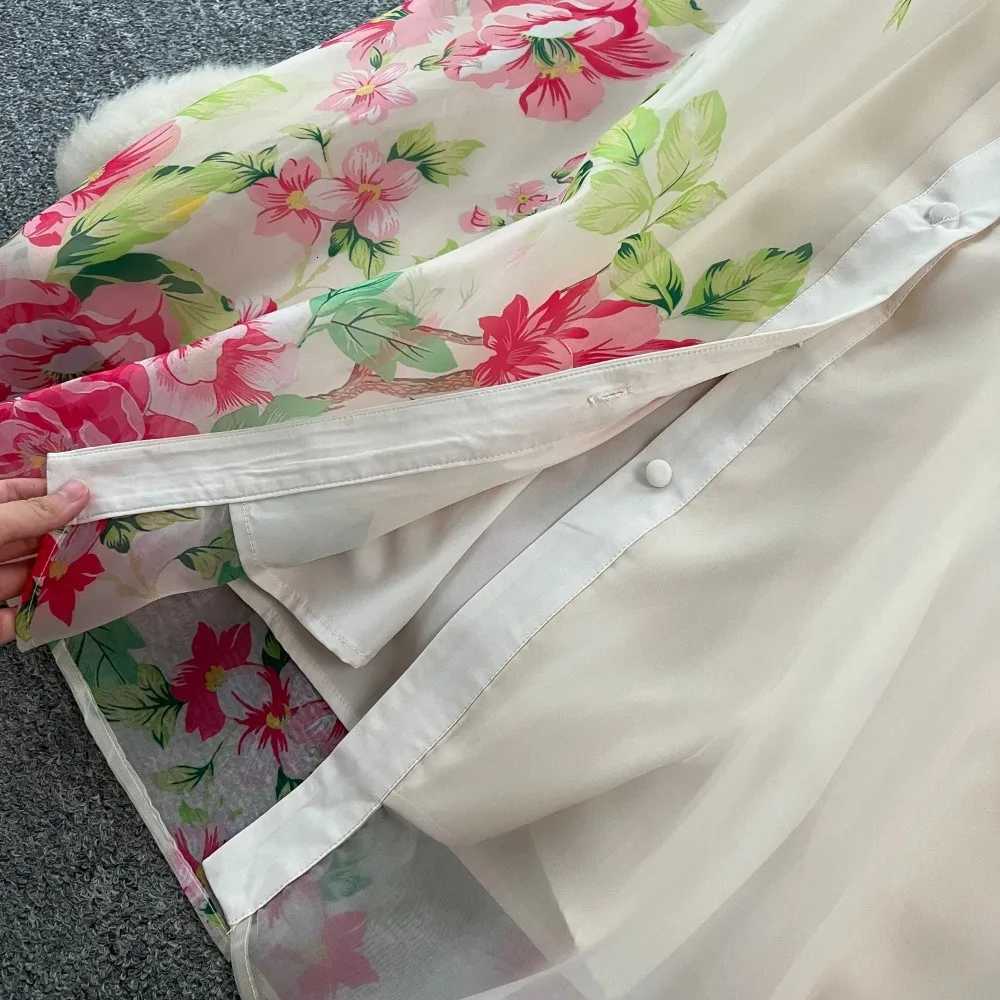 Chic vintage Sexy V-neck Three-dimensional Spliced Fairy Summer Women Boho Sundress women clothing Long dress X260306