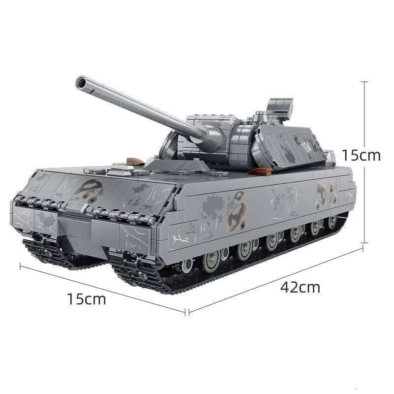 2127PCS WW2 Military Series Large German Rat Heavy Tank Building Blocks Model Sets MOC Army Weapon Bricks Kids Toy Boys Gifts Z260306