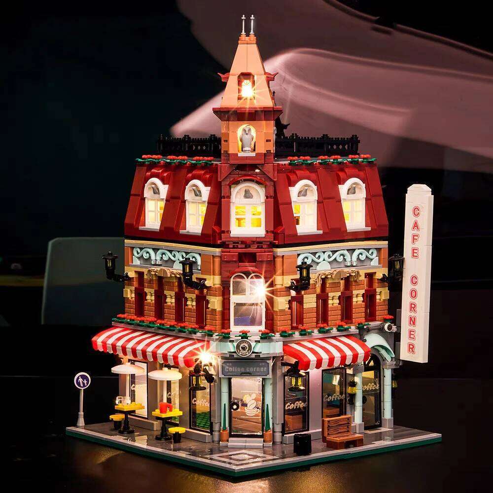 JQ10001 Creative Expert Hot Sales Street Views Cafe Corner 1950pcs Mini Bricks Model Building Blocks With LED Gift 15002 10182 Z260305