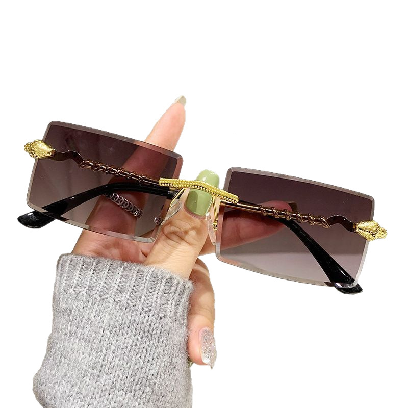 2026 New Designer Luxury Brand Fashion Personality INS Serpentine Frameless Sunglasses Outdoor Driving Fashion Street Style Value Sunglasses