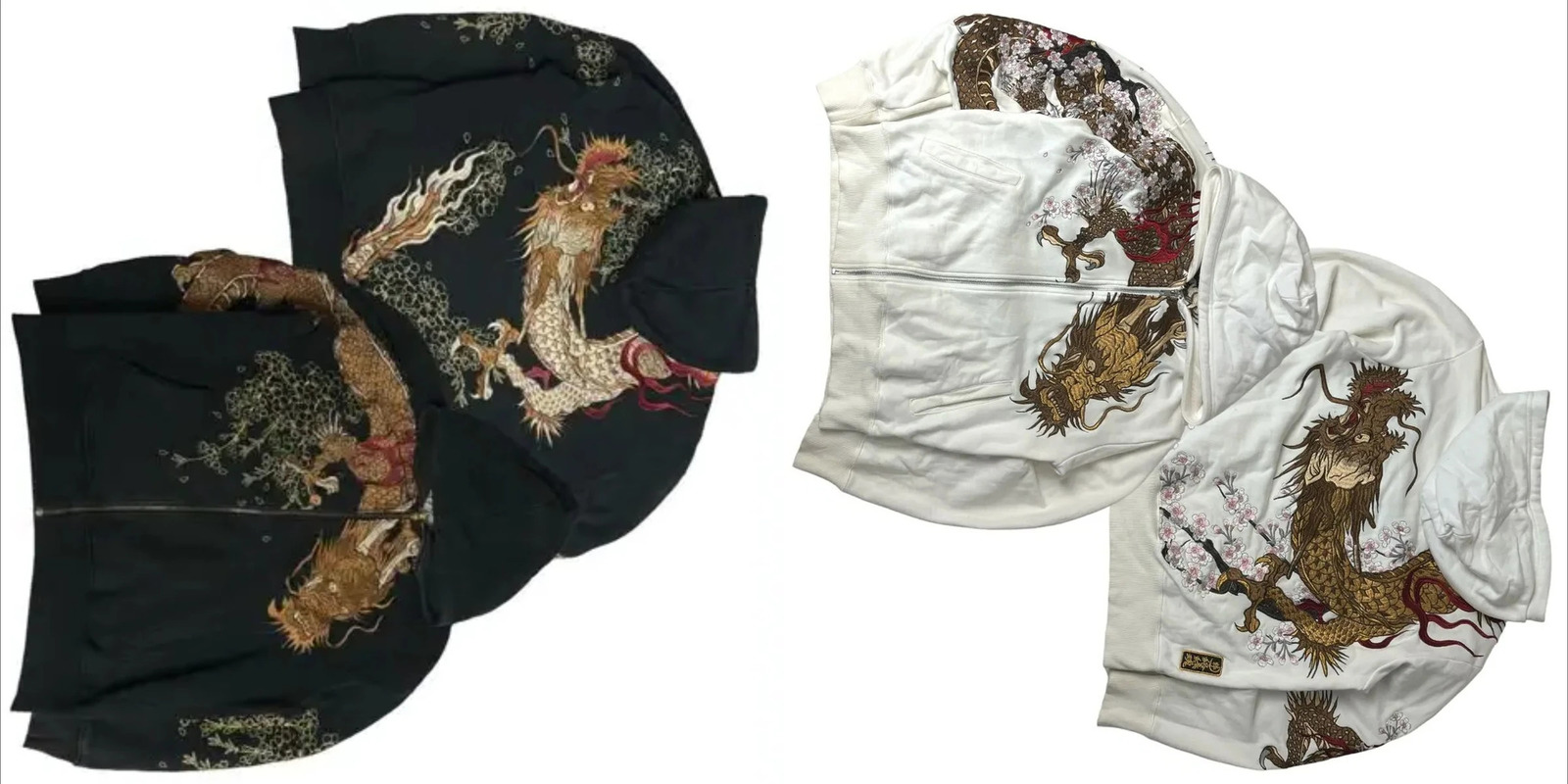 American Retro Zipper Hoodie Y2K Clothes Men Women Hip Hop Retro Embroidery Casual Oversized Hoodie Jacket Sakura Dragon Graphic 260304