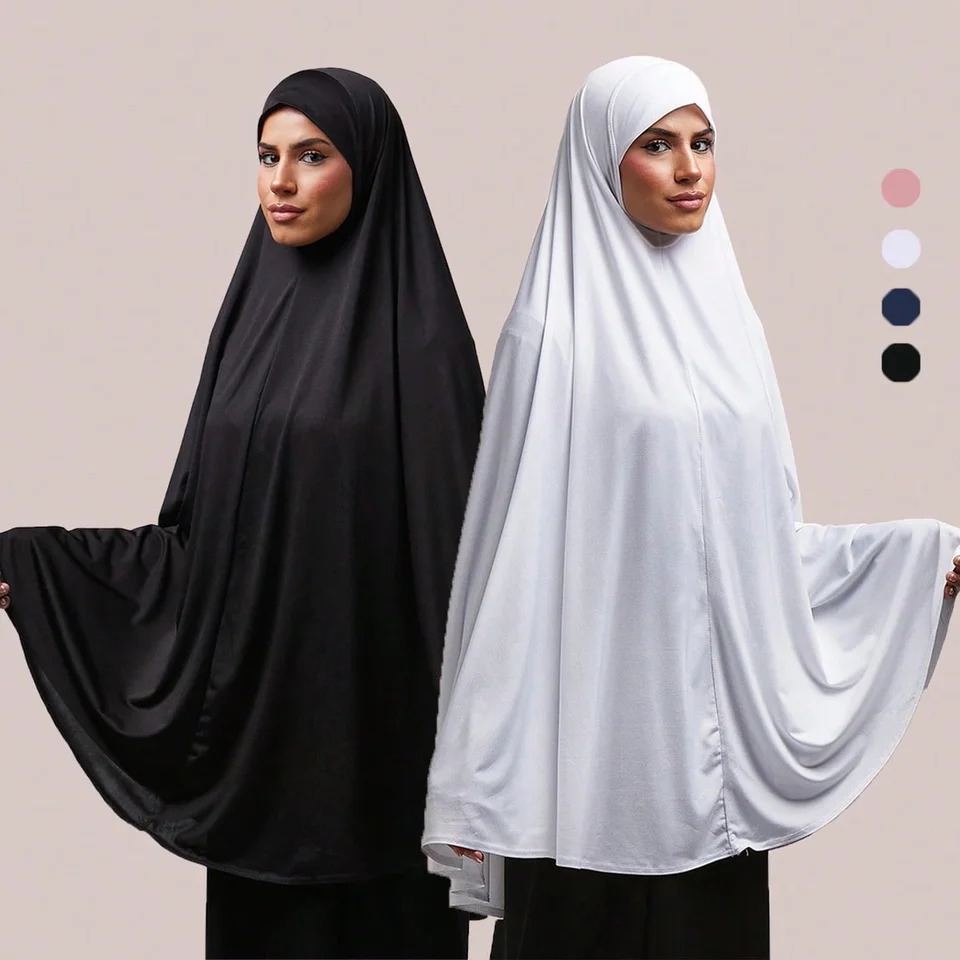 Muslim Abayas Full Cover Women Colthes Solid Color Inner Hijab Long Shawl Premium Cotton Hemp Hijab Ramadan Prayer Women Dress 260304