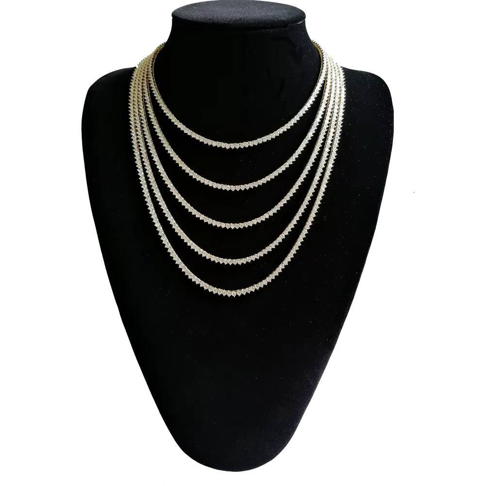 Wholesale Hip Hop Jewelry Fashion Iced Out 18k Gold Plated Brass Moissanite VVS Diamond Tennis Chain Moissanite Necklace for Men