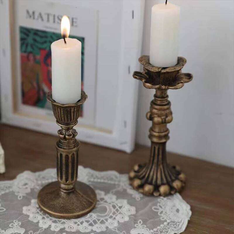 Retro Candlestick Resin Holder Sconce Nostalgic Antique French Candle Stick Rack Home Decor Photography Props XJ260305