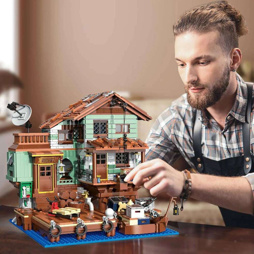 2100PCS Fisherman's Wharf Building Block Tree House Model Seaside Street View Boat Transportation Toys Children Holiday Gifts Z260305