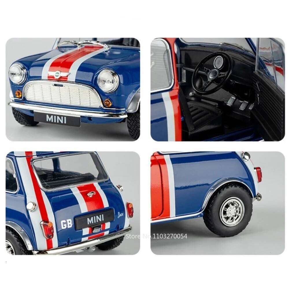 1:18 MINI Cooper Off Road Racing No. 177 Alloy Model Toys Diecast Car Doors Opened Rubber Tire Vehices Collectible Ornaments C260305