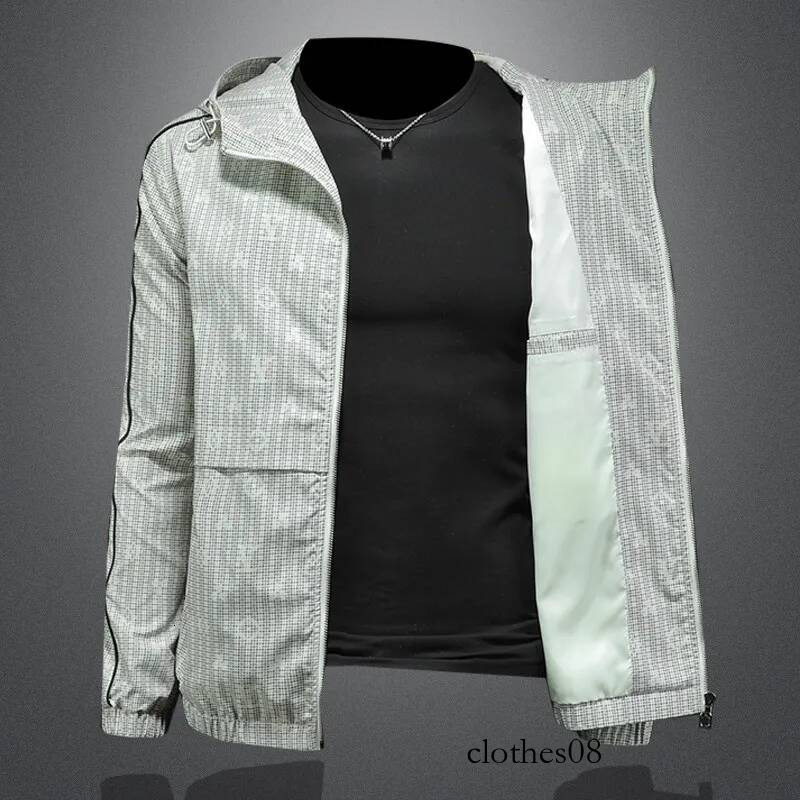 2026 New Men's Plaid Print Hooded Jaet Faionable Urban Sle Casual Outerwear Polyester Fabric Long Sve Zipper Closure