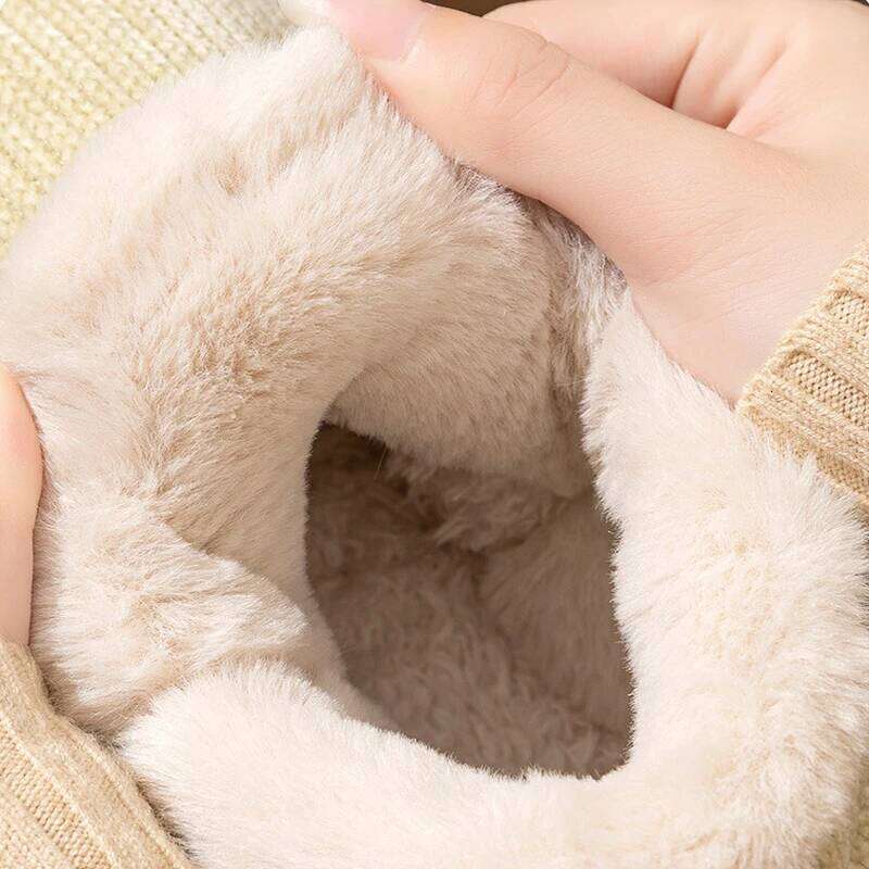 Litfun Winter Plush Lining Slippers For Women Anti-slip Platform House Slides Leisure Snow Boots Fluffy Warm Cozy Cotton Shoes