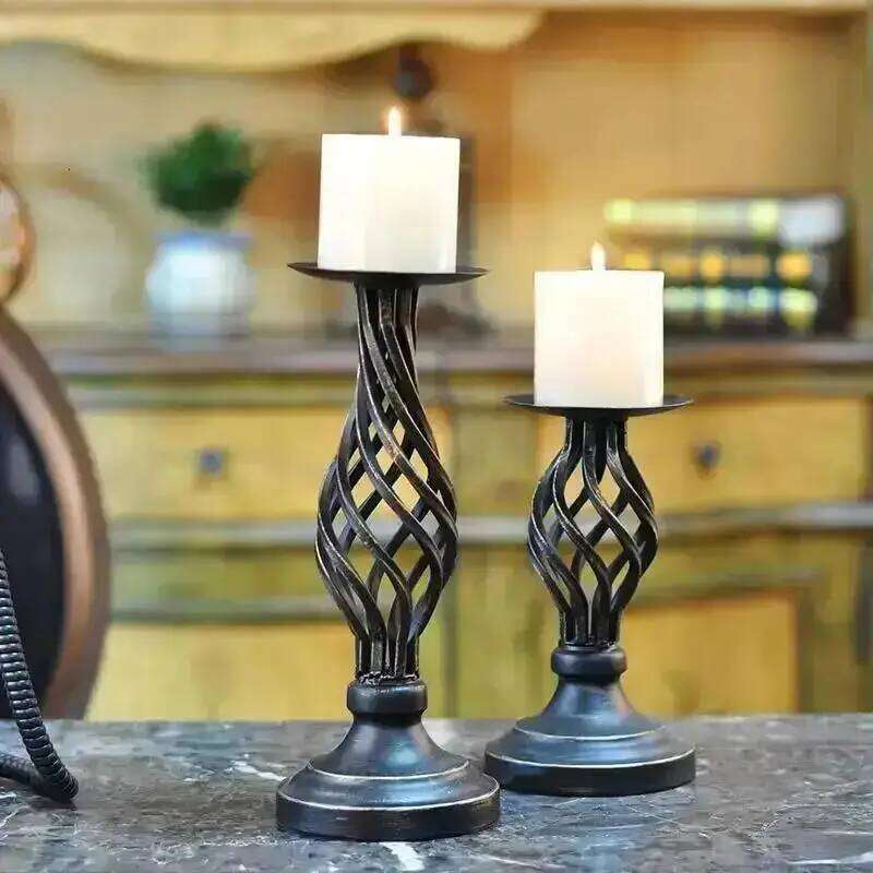 Atmosphere Restaurant Cafe Wedding Candlelight Dinner Prop Table Retro Candlestick Decoration XJ260305
