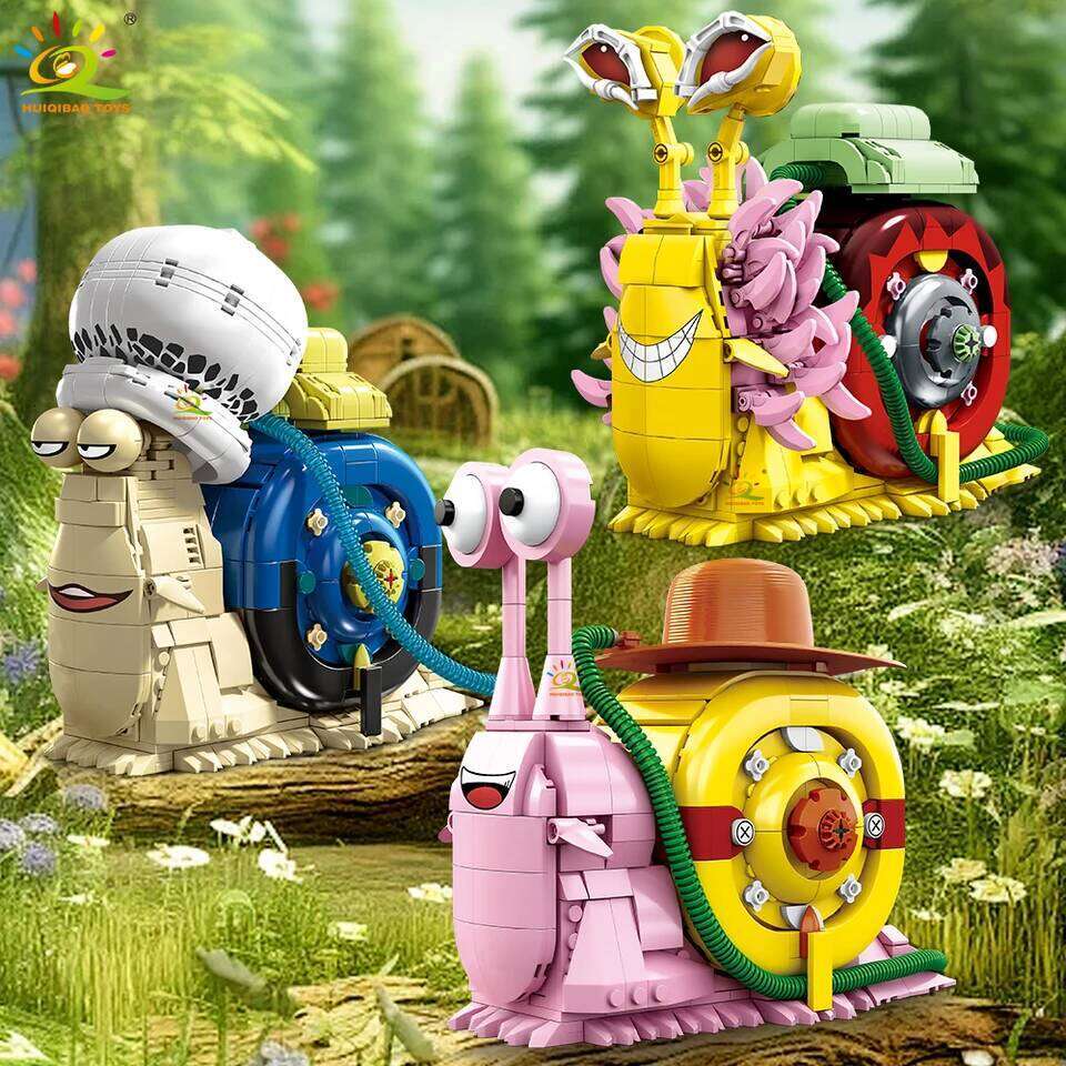 HUIQIBAO MOC Snail Insect Model Building Block Phone Bug Series Bricks Set Construction Toy For Children Desk Home Decoration Z260306