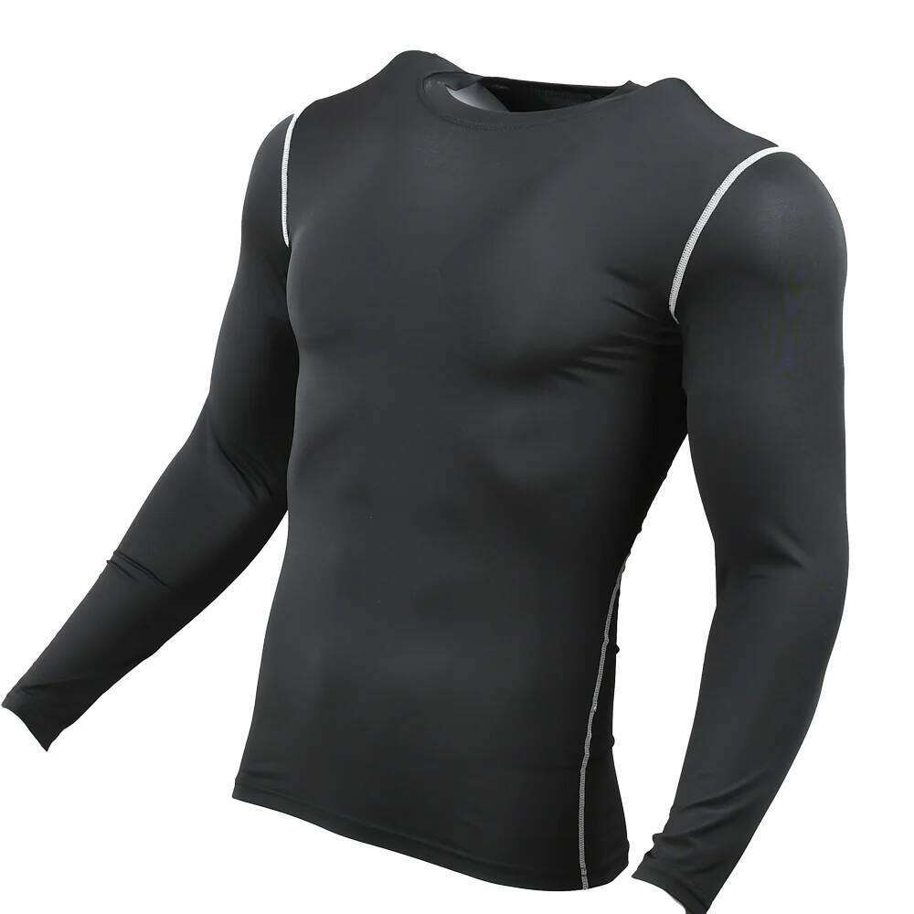 Men Compression Running T-Shirt Gym Sportswear Training Jogging Shirts Fitness Tight Long Sleeve Sport T-shirt Quick Dry Clothe 26H0306