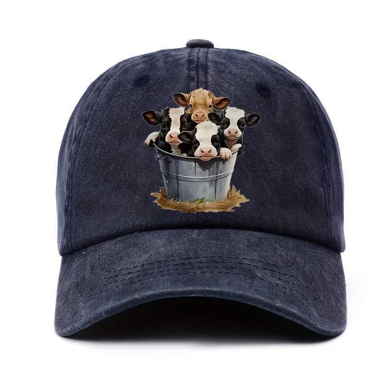 Cute cow print baseball cap with adjustable brim for outdoor sun protection and casual duckbill cap suitable for men and women S260306