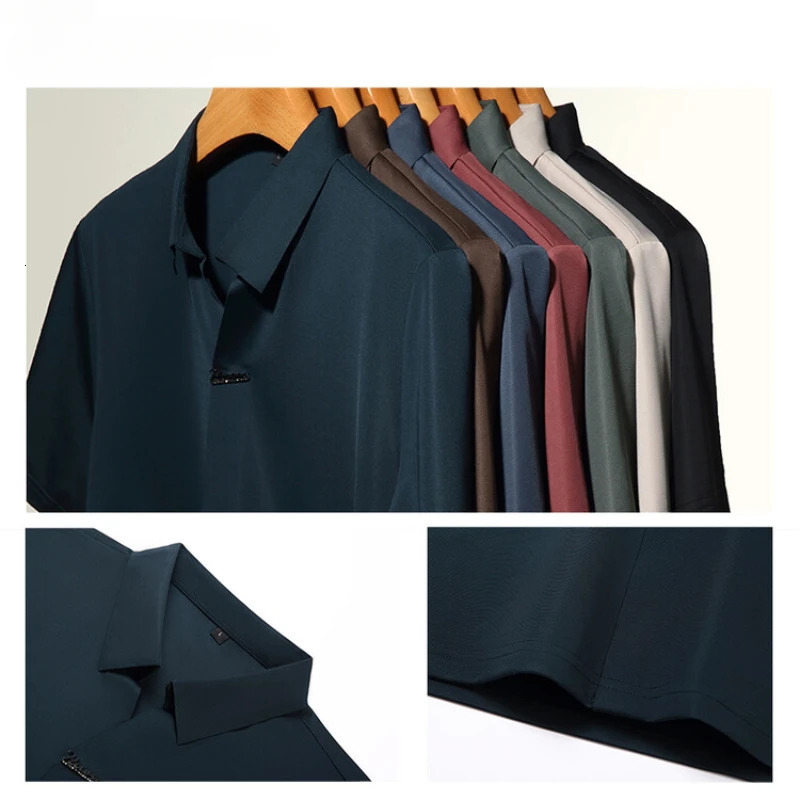 Mens Clothing Summer Polo Shirt Seamless Scissors Collar Golf Short Sleeve Seamless Cool Feeling T-shirt 260304