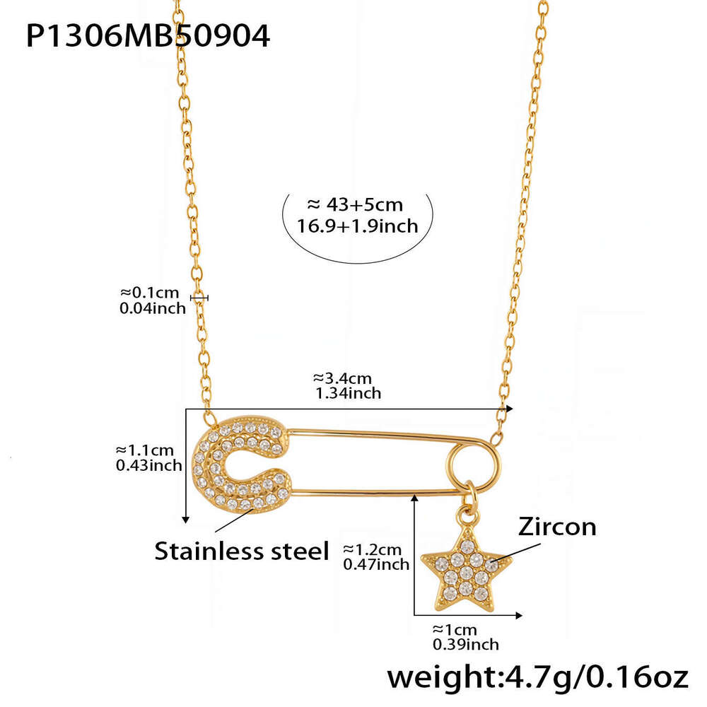 Cube Fashion Versatile Paperclip Necklace Women, Light Luxury Niche Personality Heart Star Pendant Clavicle Chain Accessory for Women