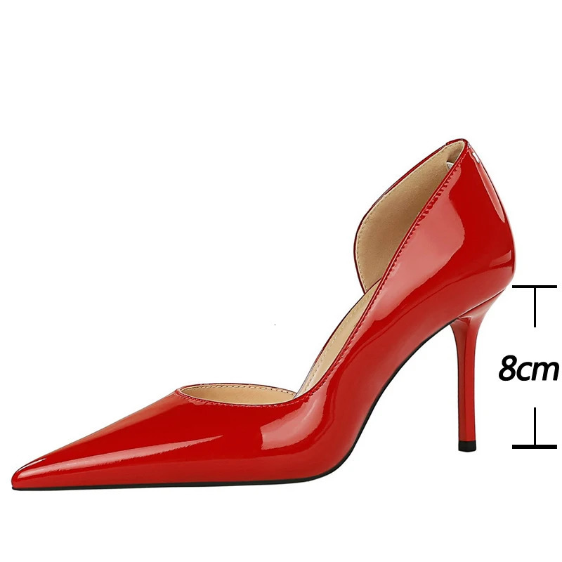 BIGTREE Shoes Women 8 Cm Heels Patent Leather Woman Pumps Stilettos Fashion Lady Shoes Sexy Party Shoes High Heels Plus Size 43 260306
