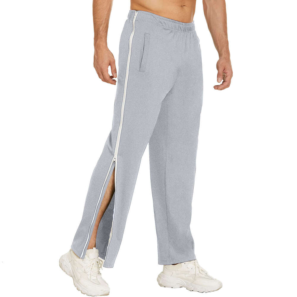 Men's Trendy Sports Zipper Loose Sweatpants Training Quick-Release Basketball Pants Breathable Moisture-Wicking