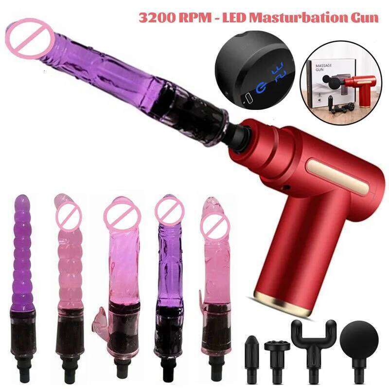 Handheld LED Massage Gun Vibrator Women Automatic Sex Machine With Clitoral stimulation Sexy toys for Couples 18 W260305