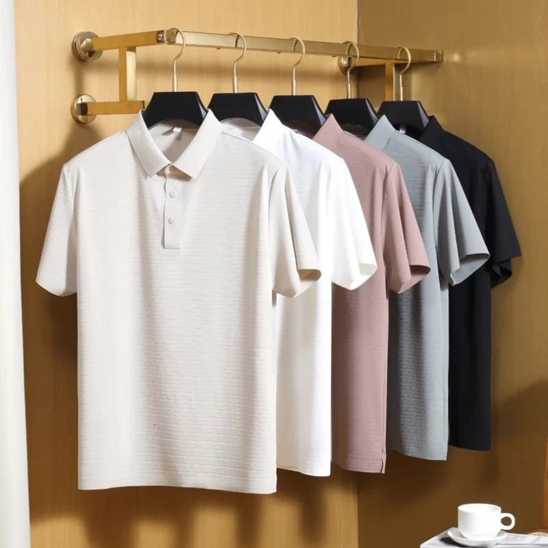 Mens Stretch Cooling Polo Shirt Textured Breathable Fabric in 6 Modern Neutrals All-Day Comfort M-4XL 260304