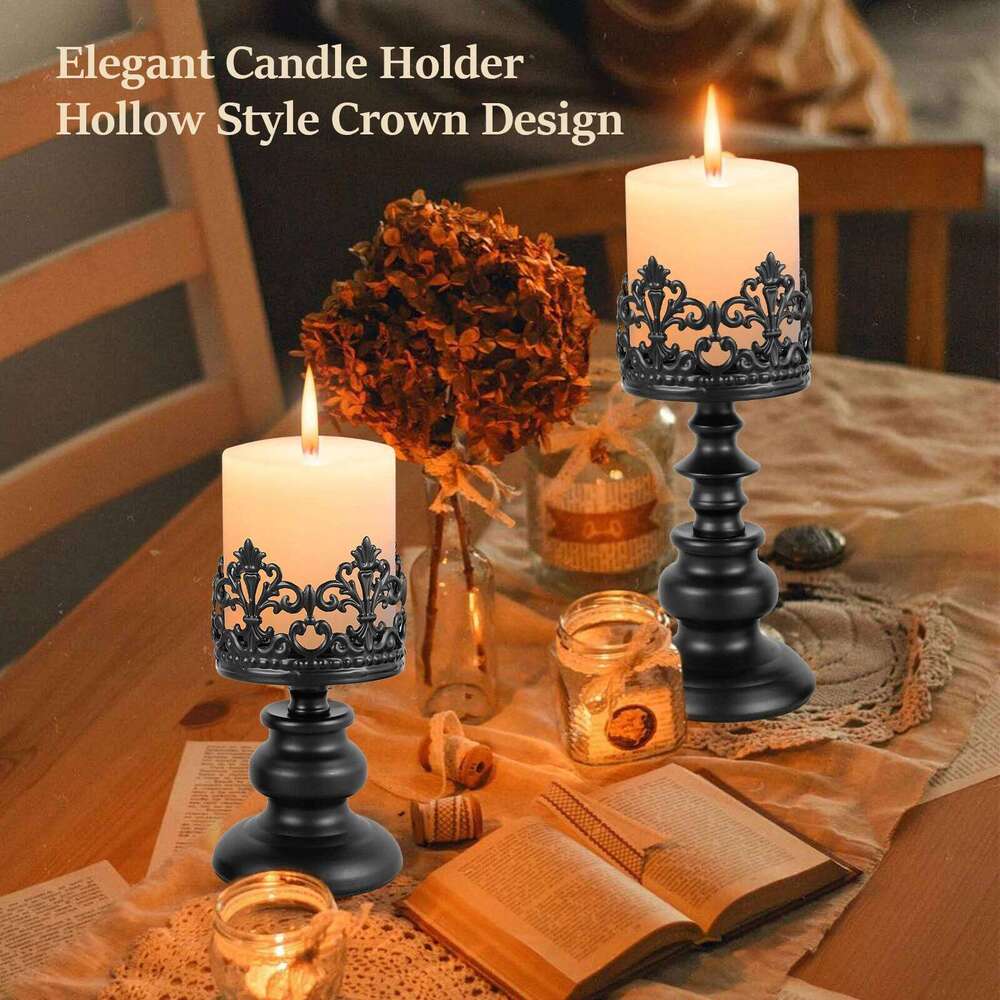 Vintage Elegant Metal Iron Holder Tabletop Candle Holders with Openwork Pattern for Wedding Anniversary Home Decorations XJ260305