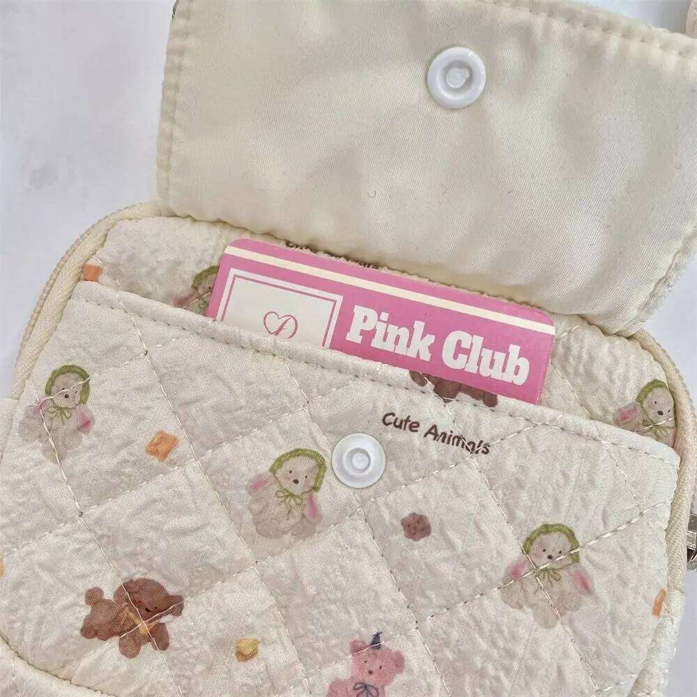 Flower Floral Coin Purse Pinted Korean Style Small Makeup Lipstick Large Capacity Card Holder Mini Canvas Storage Bag C260304