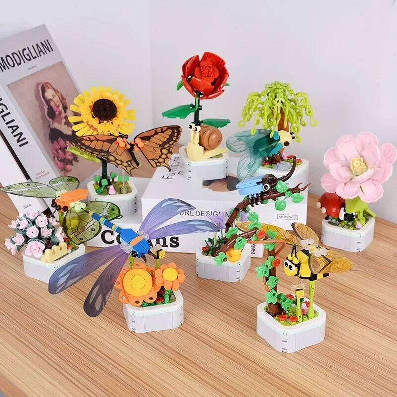 Rose Building Block Flower Eternal Bouquet Prickly Pear Model Plant Decoration Educational Toy For Kids Birthday Gift Z260306