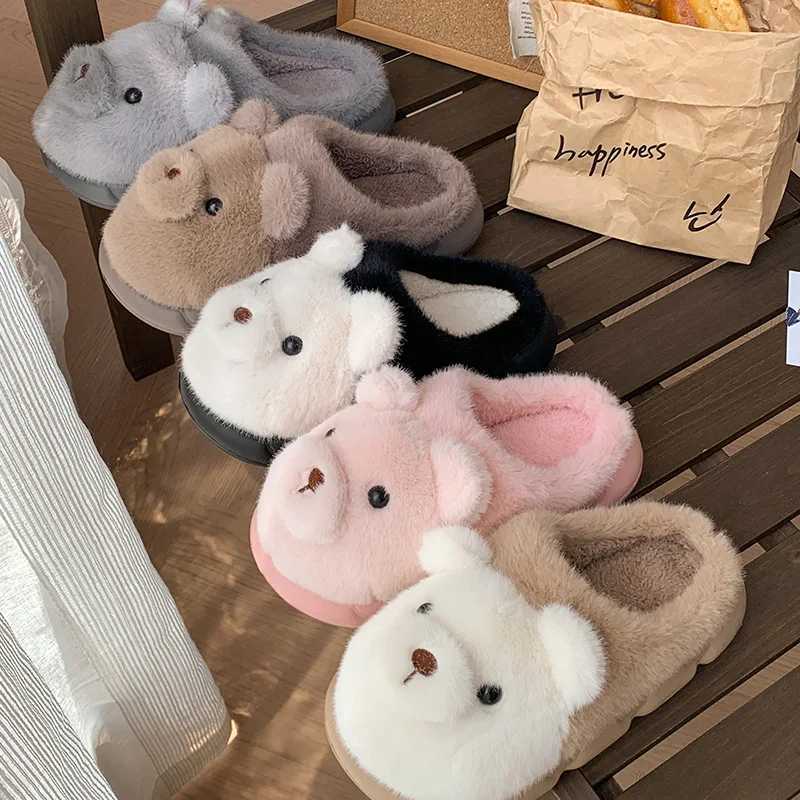 Cotton slippers for women autumn and winter new home indoor cartoon couple plush couple slippers for men S260305