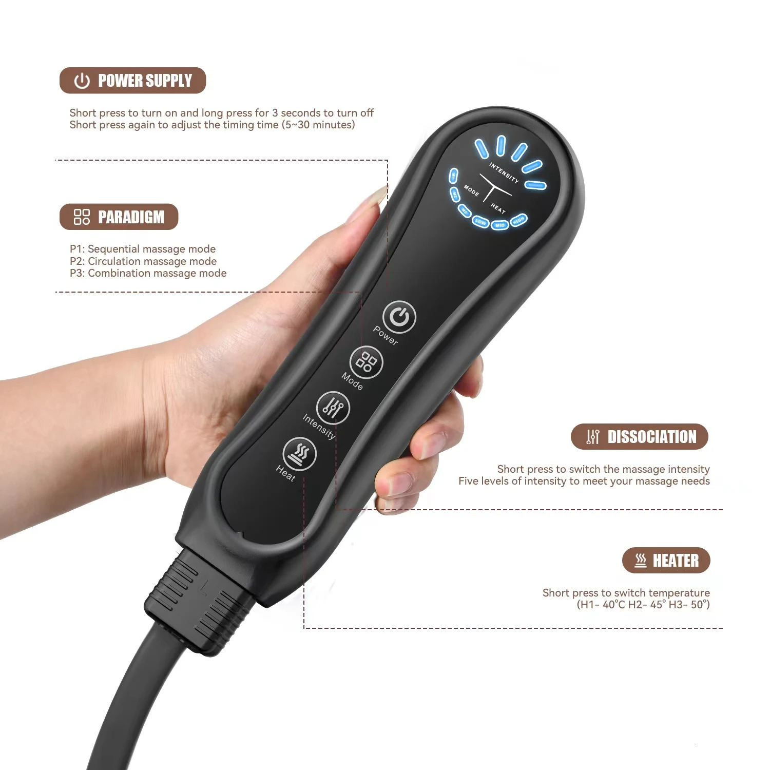 Air Compression Leg Massager Foot Calf Machine Blood Circulation Relaxation Instrument Long Airbag Vibration Heating Knee Tool 260304