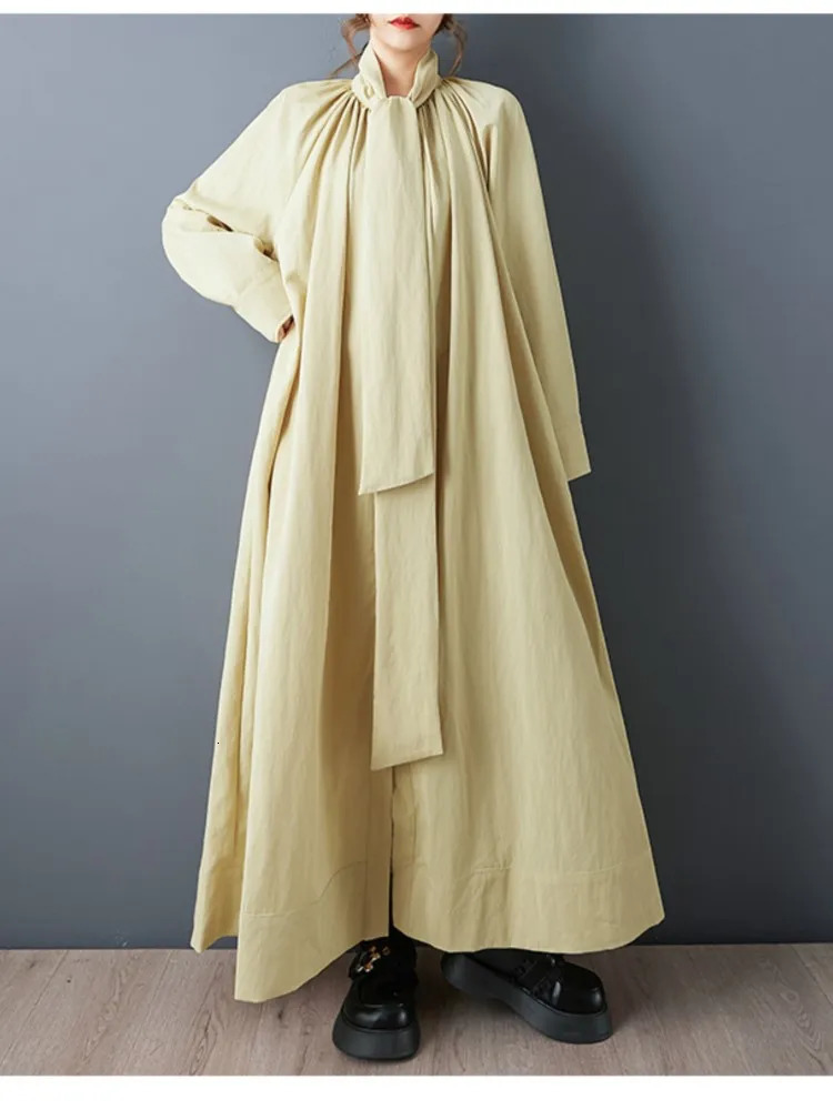 Oversized Spring Autumn Long Trench Coat Dres Irregular Fashion Ladies Windbreak Loose Woman Coats 260228