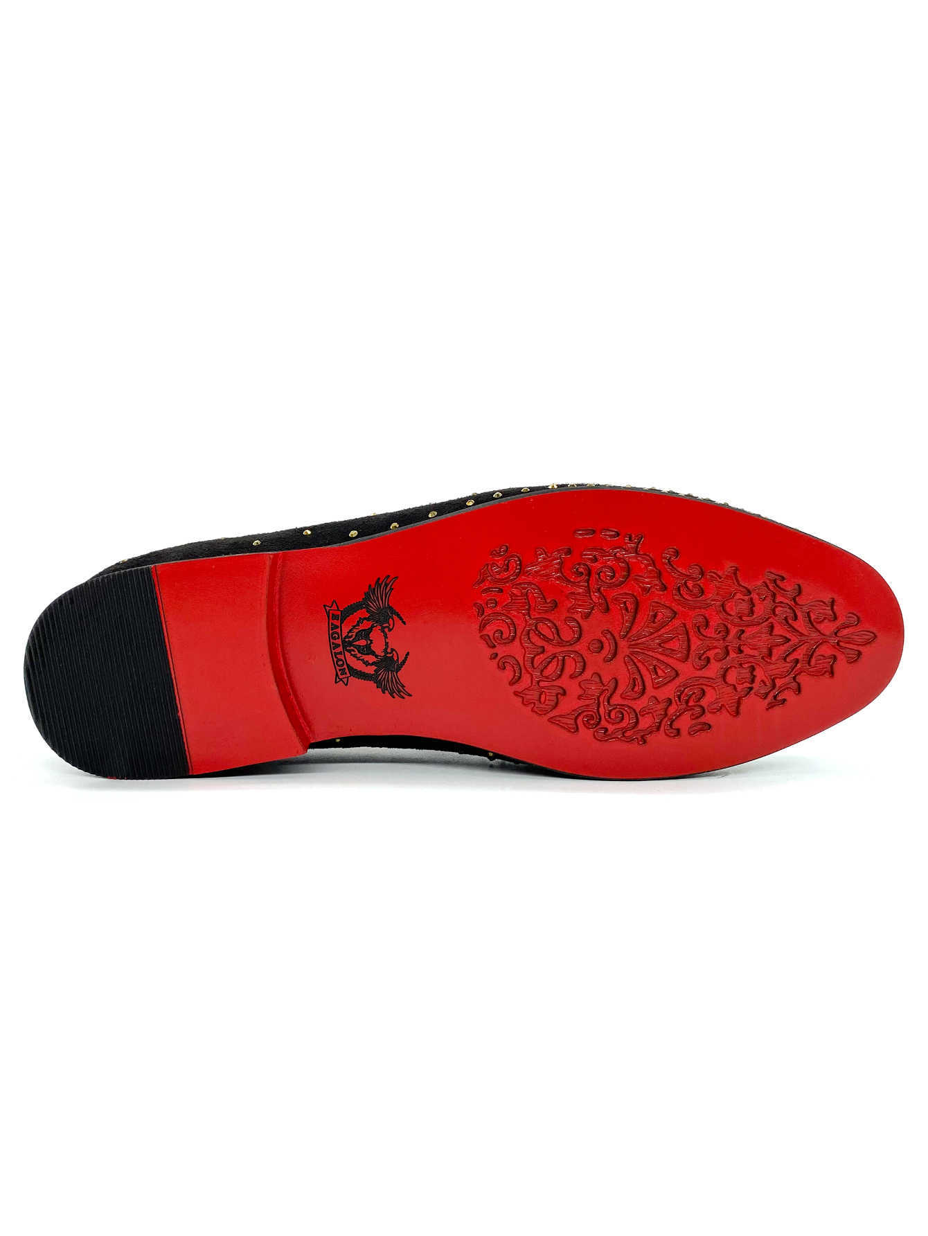 Men's Velvet Loafers Gold Studded Eagle Emblem Red Sole Slip On Dress Shoes Luxury Black Velvet Men's Loafers