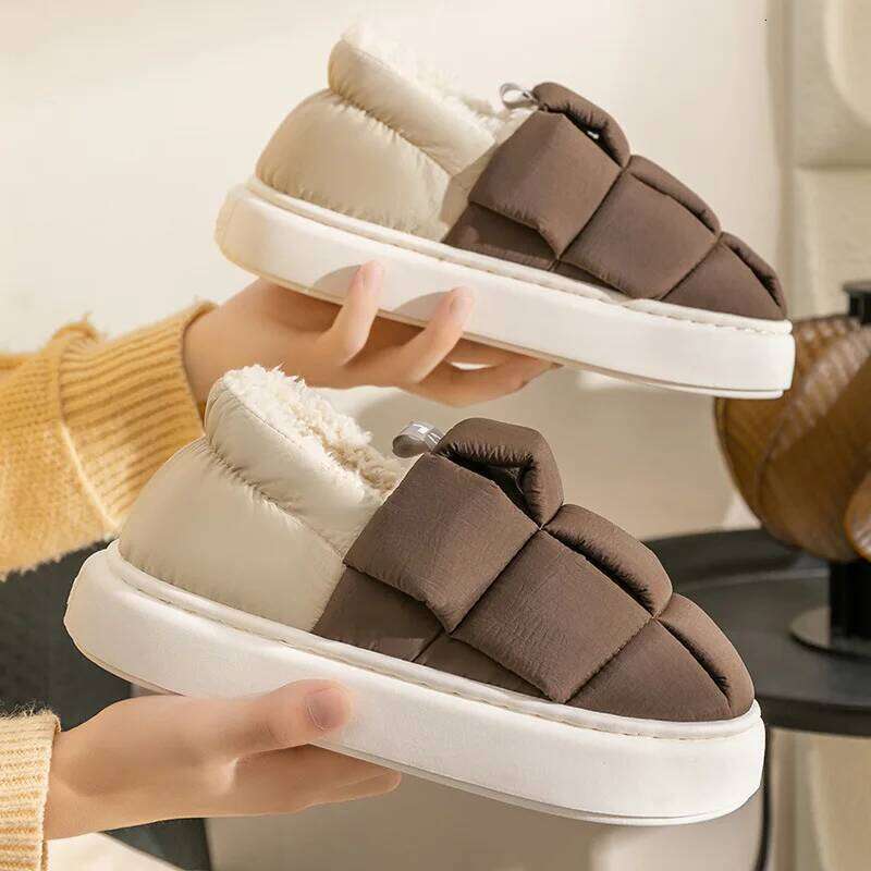 Litfun Winter Fluffy For Women Platform Anti-slip Cotton Leisure Indoor Slides Furry Warm Comfy Women's Slippers