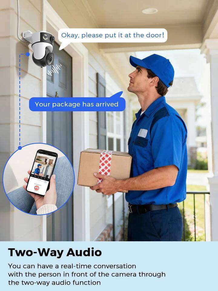 OKAM PRO APP Dual-Lens 5G Wi-Fi IP HD 10MP PTZ Color Night Vision Two-Way Intercom Motion Tracking AI Smart Camera 26W0306