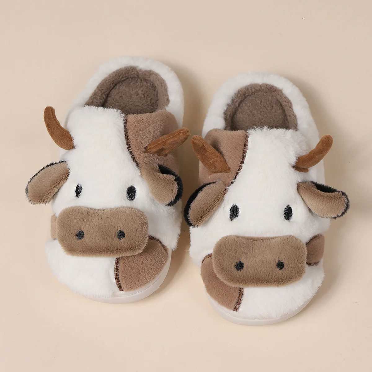 Eyriphy Winter Warm Womens Milk Cow Furry Slippers Short Plush Lined Non-slip House Slipper Female Fur Fluffy Casual Flat Slide S260305