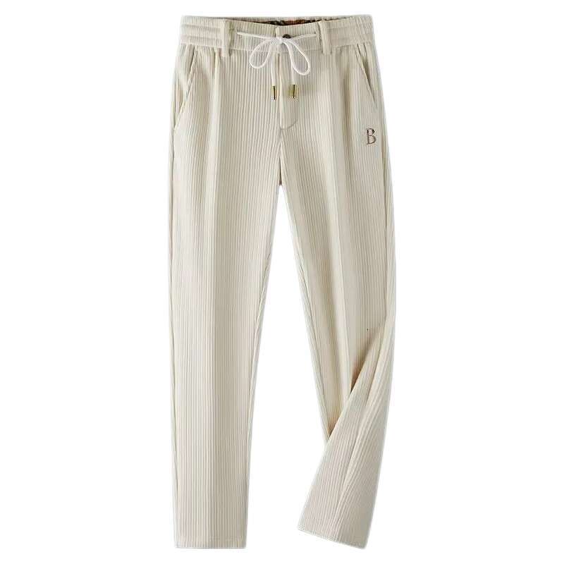 Men's Pants Trendy Lightweight Luxury Soft Corduroy Men's Casual Sports Pants Spring Autumn Straight Leg Elastic Waist Cotton Pant Men'