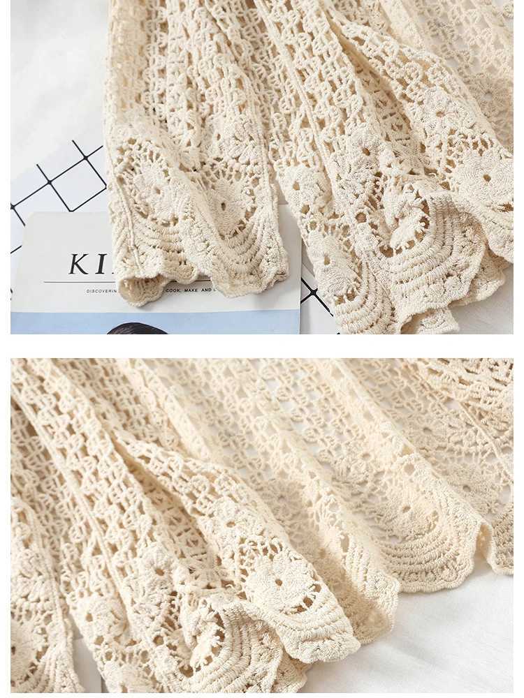 Open Lace Cardigan Crocheted Hollow Out Shrug Female Casual White Flower Floral Open Stitch Women Sweater Loose Knitted Outwear M260306
