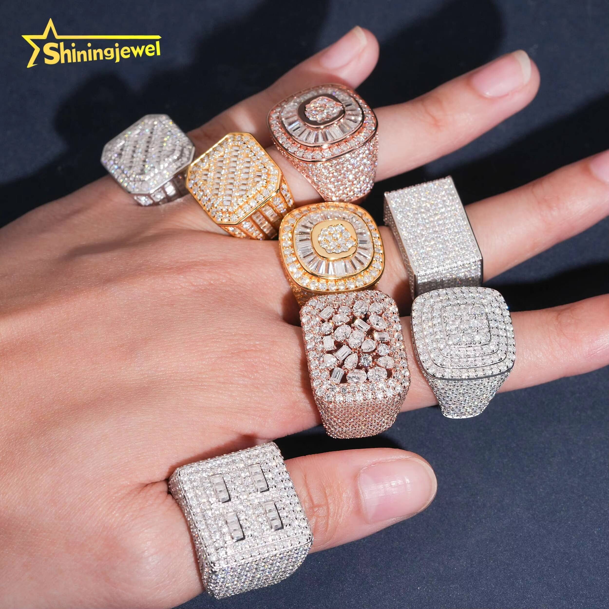 New Arrivals 925 Silver Iced Out Jewelry Pass Diamond Tester Luxury Hip Hop Men Moissanite Ring