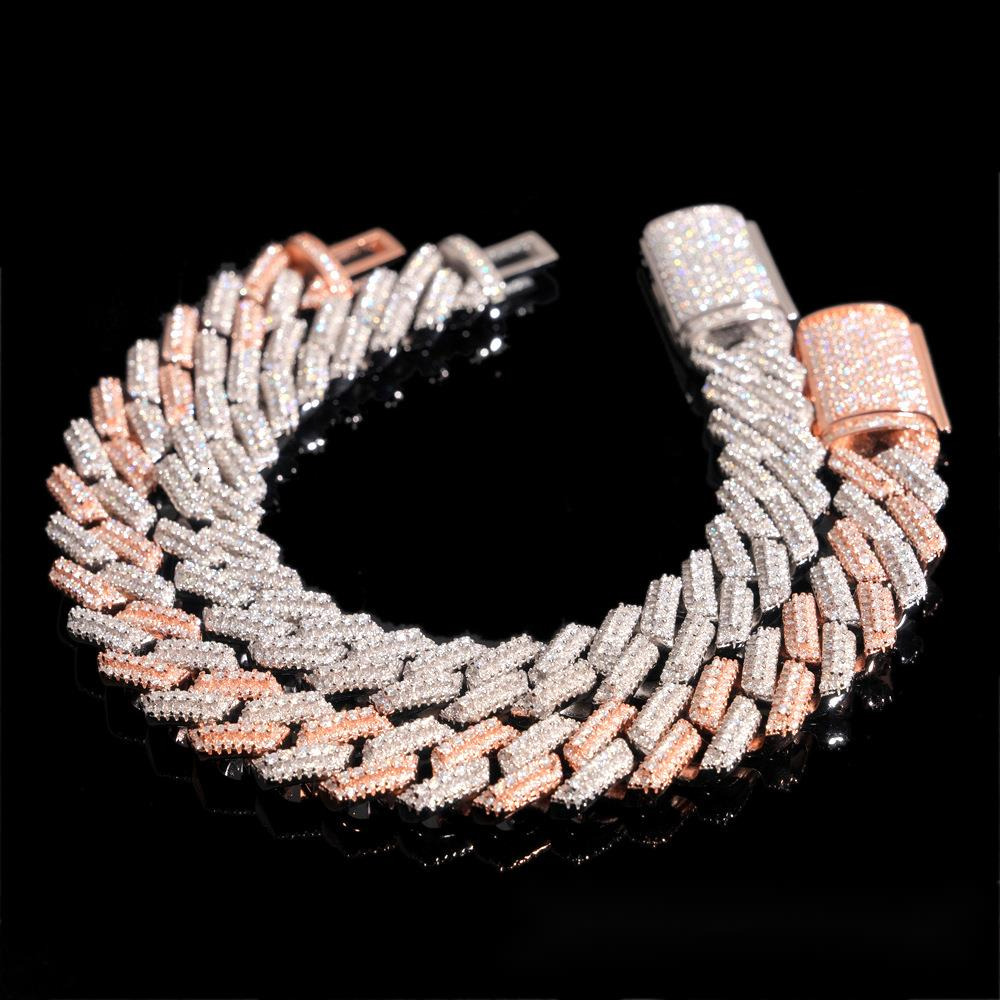 Hip-hop new style s925 silver fully inlaid with moissanite 125mm crescent Cuban chain mens trendy necklace accessory