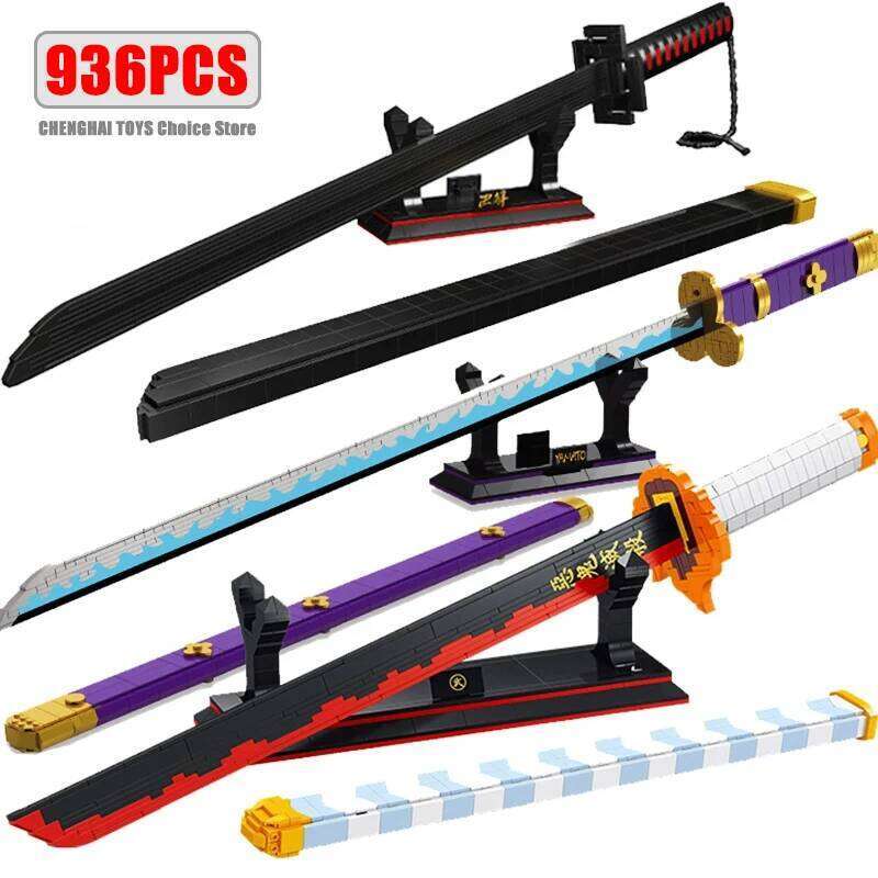 Samurai Sword Building Blocks Ninja Blade Katana Japanese Anime Butterfly Nichirin Knife Bricks MOC Children Toys for Adult Gift Z260306