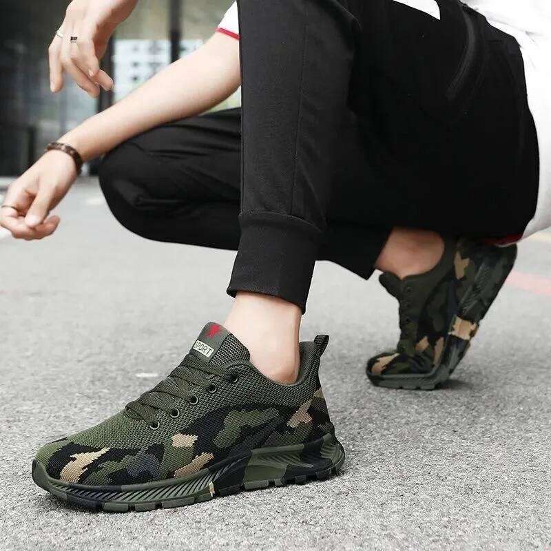 Mesh Camouflage Sports Durable Casual Men's Anti Slip Tennis Outdoor Hiking Lightweight Flat Shoes Sneakers