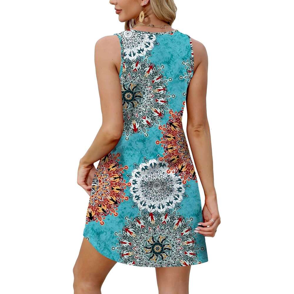 Designer Summer Dresses for Women 2026 Beach Vacation Clothes V Neck Button Sundresses with Pockets