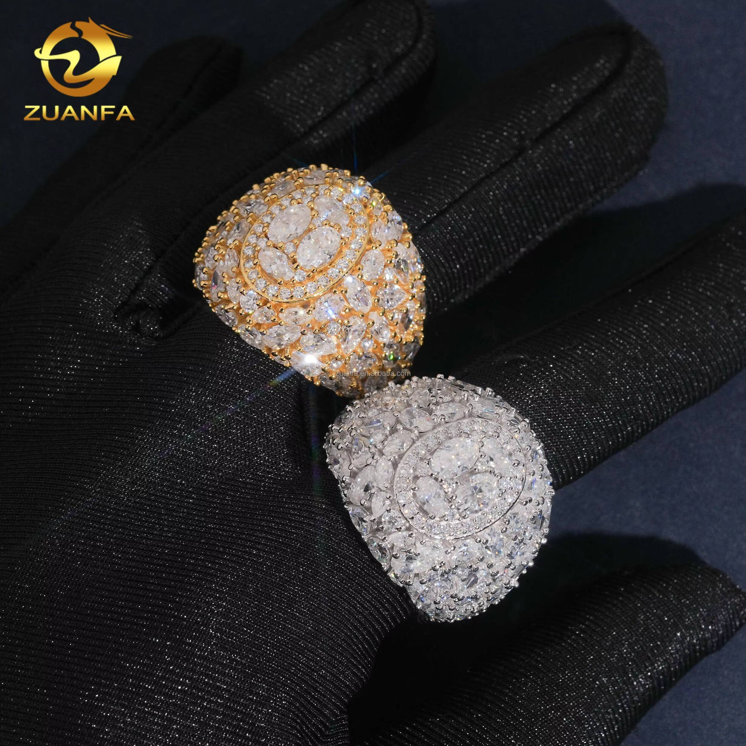 New Arrivals Bulk Stock Fashion Fully Iced Out Hip Hop OvalMarquisePear Vvs Moissanite Diamond 925 Sterling Silver Man Ring