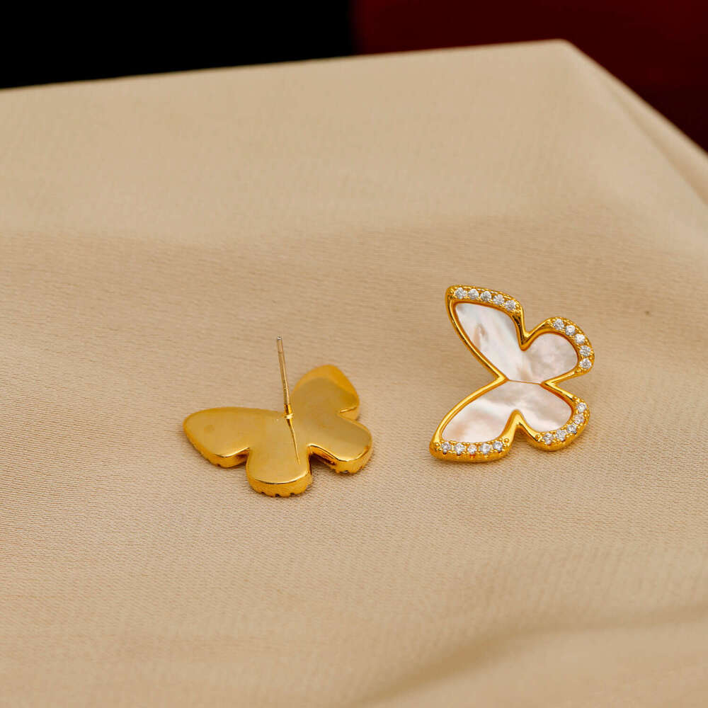 Butterfly Shell Zircon Elegant Earrings 2024 New Popular Model High-end Earrings