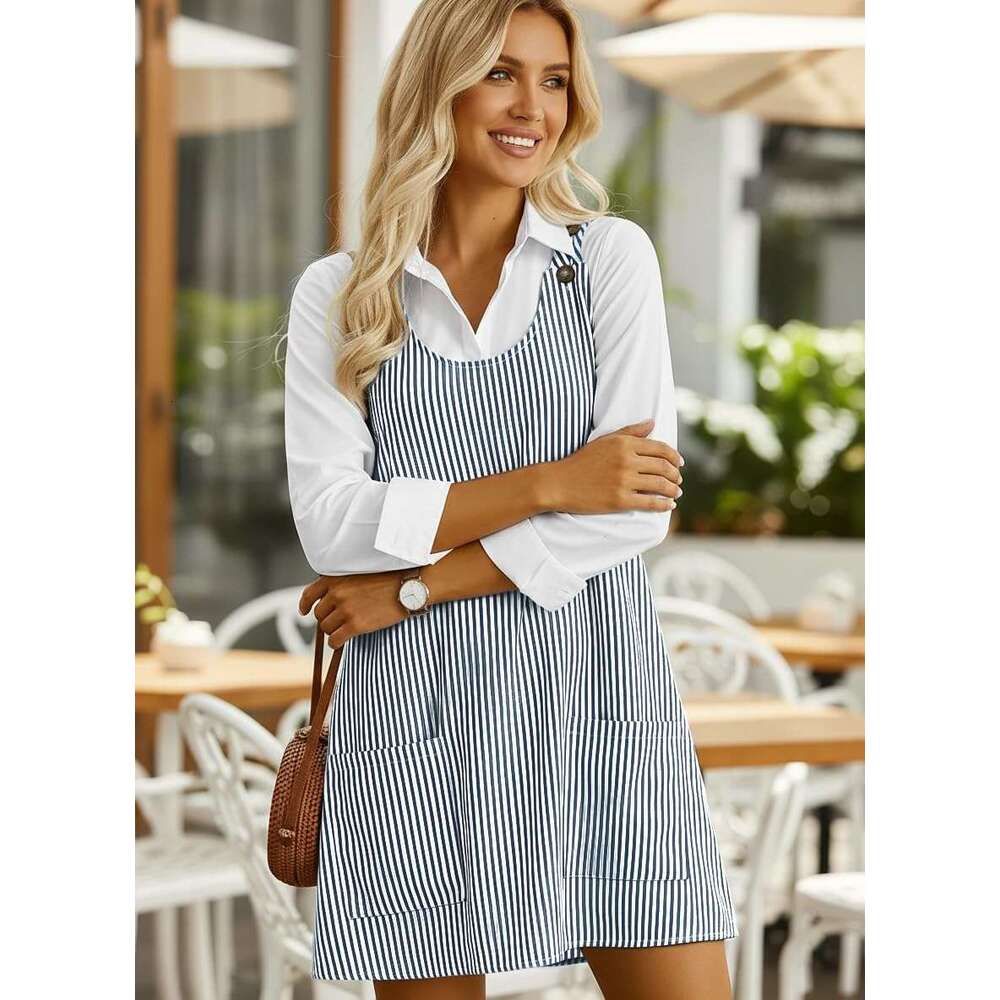 Womens Sleeveless Summer Dresses Designer 2026 Cusual U Neck Sundresses Striped Printed Short Dress with Pocket