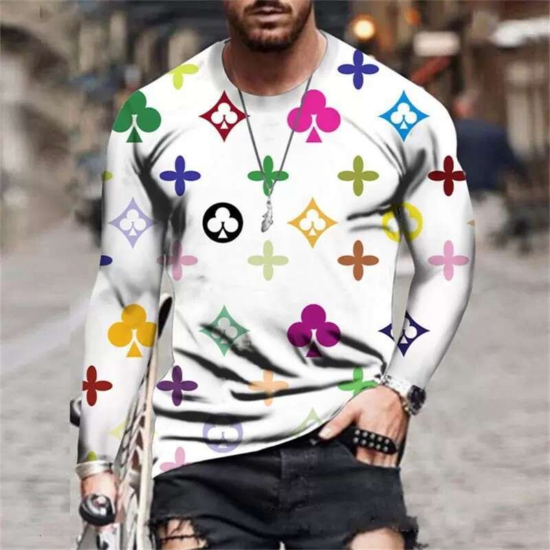 Autumn New Casual Long Sleeve Round Neck 3D Printed Fashion Pullover T-Shirt Men's One-Piece Dropshipping