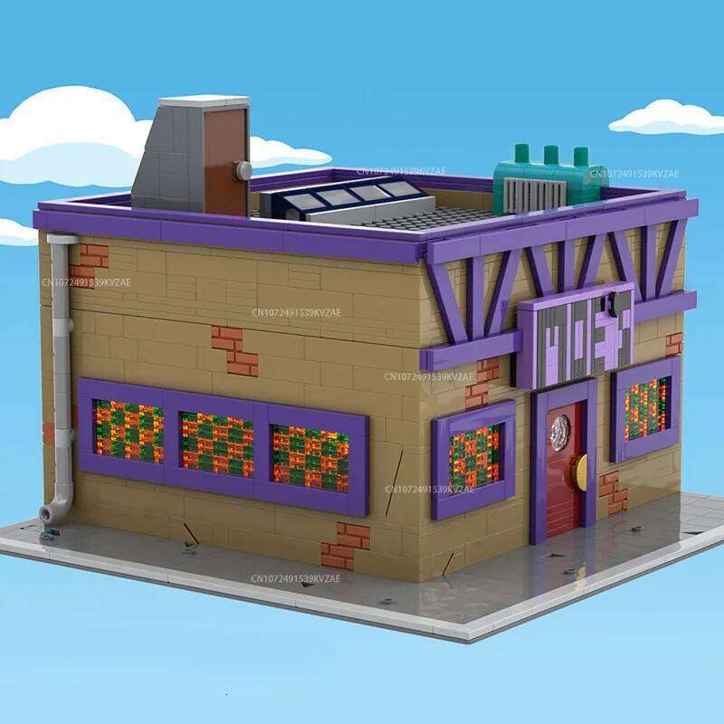 MOC Simpsoned Modular Moe's Tavern Building Blocks City House Springfield Elementary School Skyline Architecture Bricks Toys Z260306