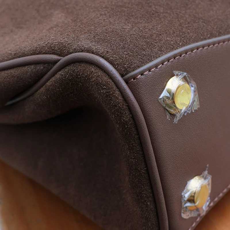 Large Capacity Autumn Winter Suede Leather Tote Bag Frosted Cowhide High-Grade Shoulder Bag for Women H260306