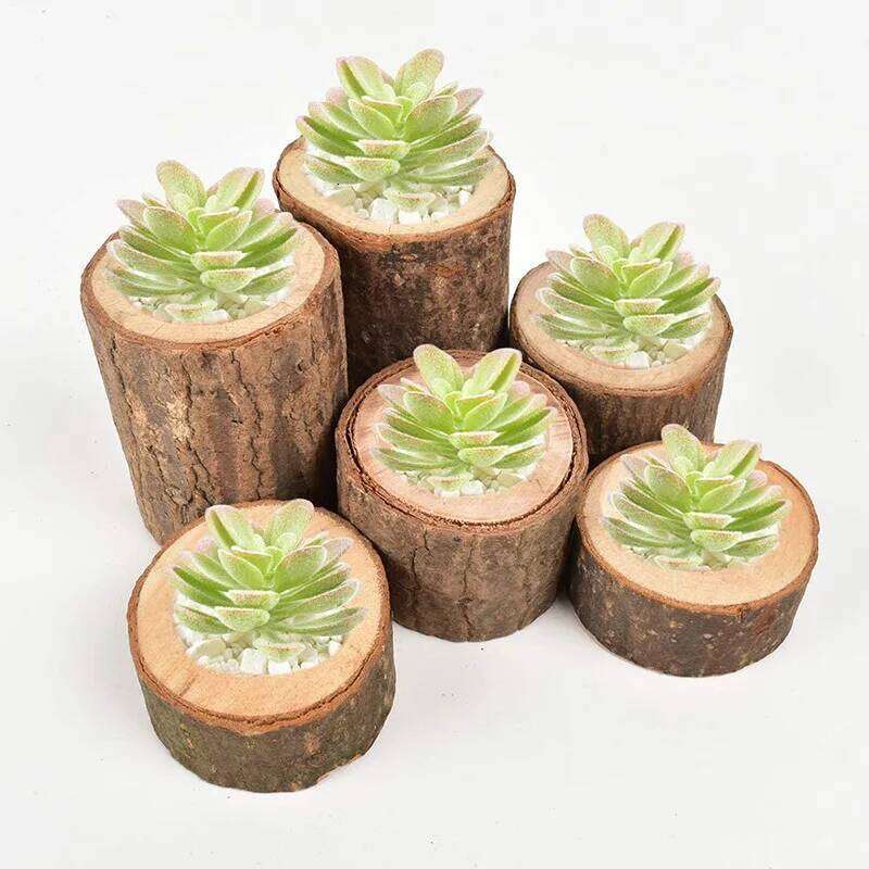 Wood Lights Wooden Candlestick Succulent Plant Pot Tray Candle Holder Home Table Desktop Rustic Wedding Holiday DIY Decor XJ260305